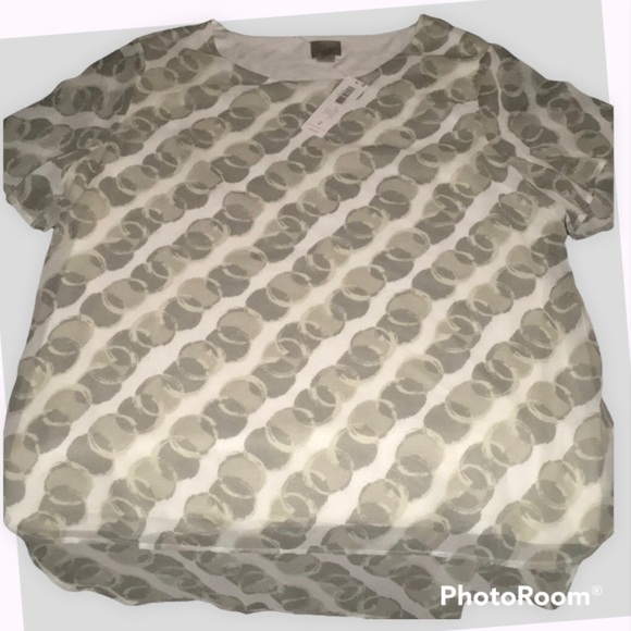 Chico’s top size 2 CIRCLE CHAINS double layer sheer arms - Picture 4 of 11